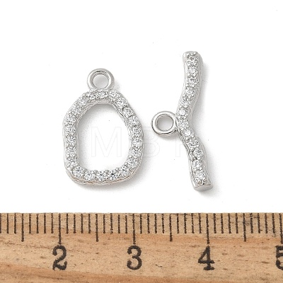 Brass Pave Clear Cubic Zirconia Toggle Clasps KK-U052-09P-1