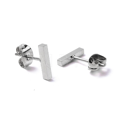 304 Stainless Steel Cuboid Stud Earrings for Women EJEW-K243-01P-1