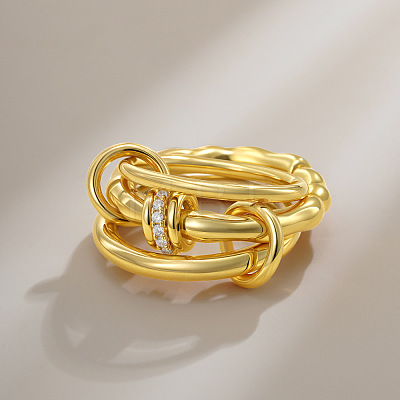 Brass Micro Pave Cubic Zirconia Finger Rings FS-WG6545E-02-1