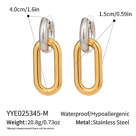 304 Stainless Steel Two Tone Oval Hoop Earrings AW2454-2-1