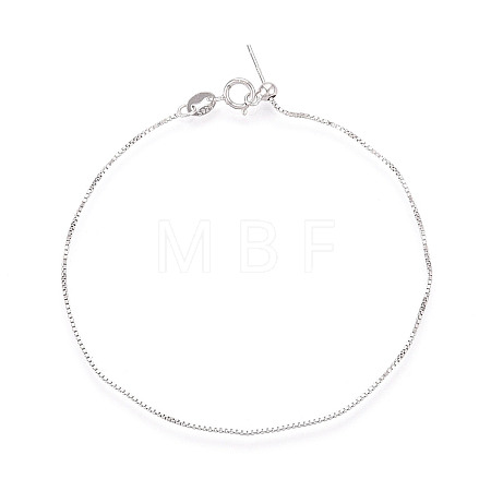 Adjustable 925 Sterling Silver Box Chains Slider Bracelets STER-N016-51P-1