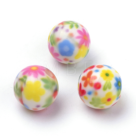 Opaque Printed Acrylic Beads X-MACR-S271-10mm-22-1