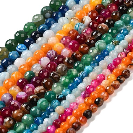 Natural Striped Agate/Banded Agate Beads Strands G-A246-12mm-15-1