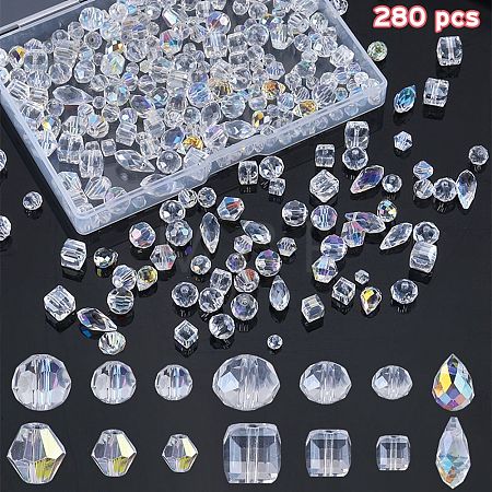 280Pcs 14 Styles Glass Beads Strands EGLA-SZ0001-39-1
