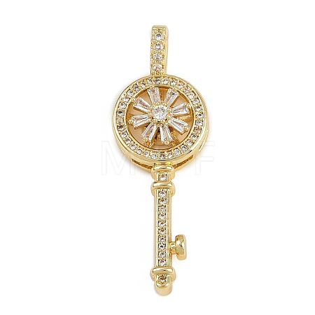 Brass Micro Pave Clear Cubic Zirconia Pendants KK-D409-21G-1