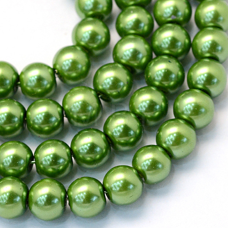 Baking Paint Pearlized Glass Pearl Round Bead Strands X-HY-Q003-6mm-13-1