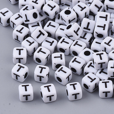 White Opaque Acrylic Beads MACR-R869-02T-1