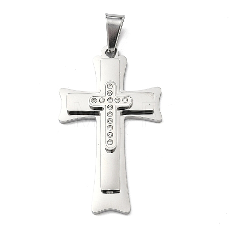 304 Stainless Steel & Rhinestone Pendants STAS-H256-03P-1
