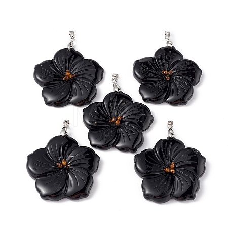 Natural Black Onyx(Dyed & Heated) Big Pendants G-B040-01P-02-1