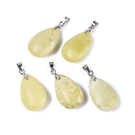 Natural Yellow Mustard Jasper Pendants G-N362-03P-12-1