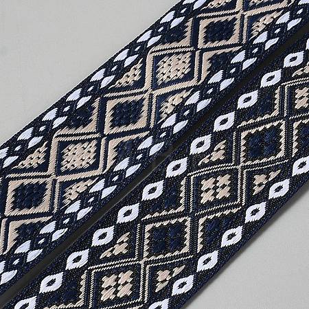 Rhombus Vintage Jacquard Polyester Ribbon OCOR-WH0105-182A-01-1