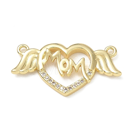 Mother's Day Brass Micro Pave Cubic Zirconia Connector Charms CU-CBAC7ED-01B-G-1