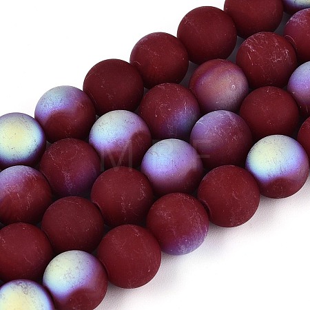 Frosted Opaque Glass Beads Strands GLAA-T032-P10mm-MBB05-1
