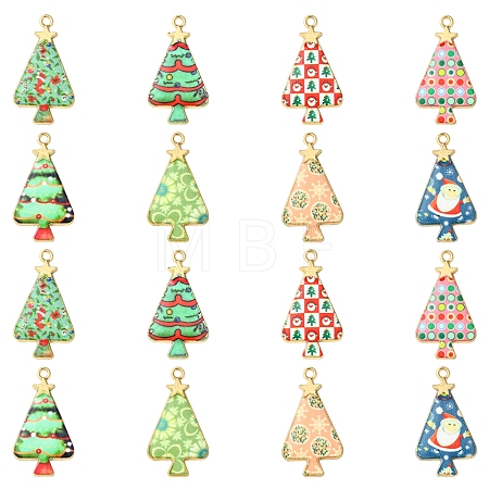 16Pcs 8 Colors Christmas Theme Rack Plating Alloy Pendants FIND-FS0002-98-1