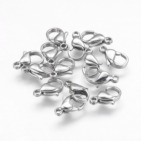 Tarnish Resistant 304 Stainless Steel Lobster Claw Clasps STAS-F125-12x7mm-P-1