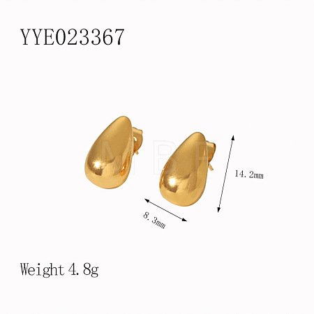 French Vintage Stainless Steel Teardrop Stud Earrings YQ8592-1-1