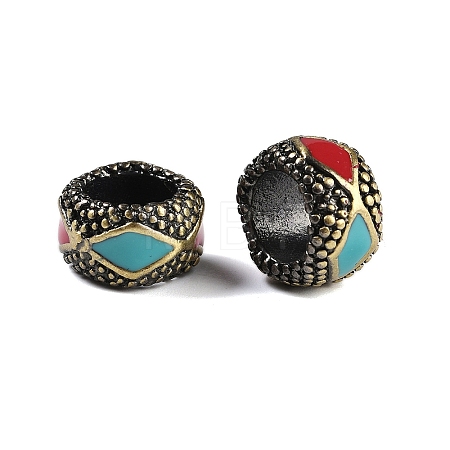 Brass Enamel European Beads KK-A226-02AB-1
