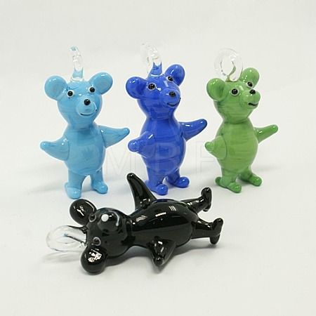 Handmade Lampwork Bear Pendants LAMP-G097-M-1