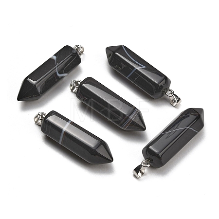Natural Black Banded Agate Pendants GG-CBAA0EE-02P-15-1