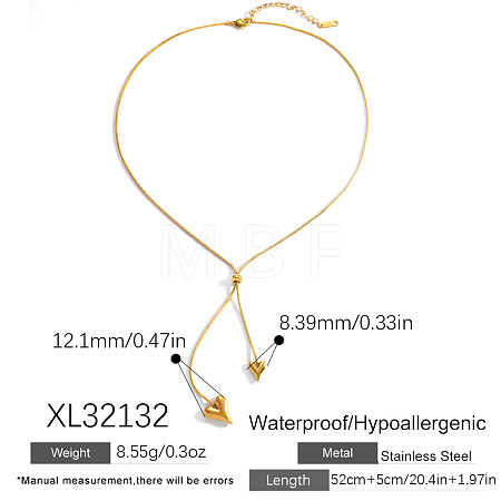 304 Stainless Steel Double Heart Lariat Necklaces WG40DB7-01-1