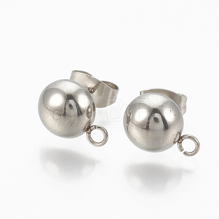 Non-Tarnish 201 Stainless Steel Stud Earring Findings X-STAS-Q225-16A-8mm-1