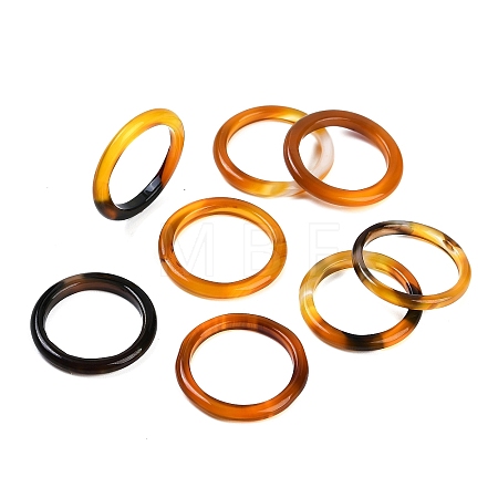 Dyed & Heated Natural Striped Agate/Banded Agate Finger Rings for Women RJEW-Z075-01Q-1