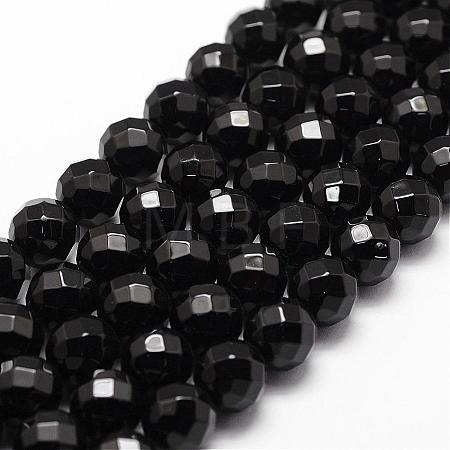 Natural Dyed & Heated Black Onyx Beads Strands G-D840-23-8mm-1
