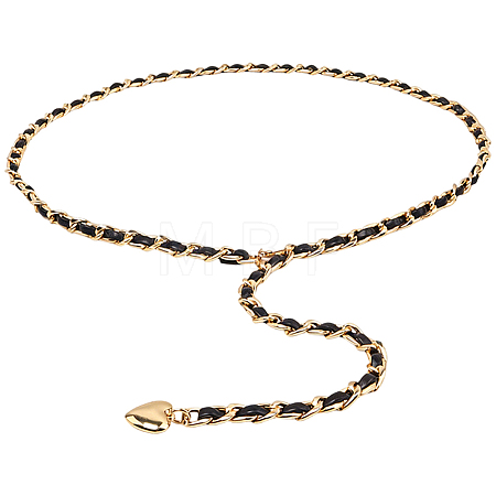 1Pc Alloy PU Leather Braided Waist Chains for Woman AJEW-CL0005-49B-1