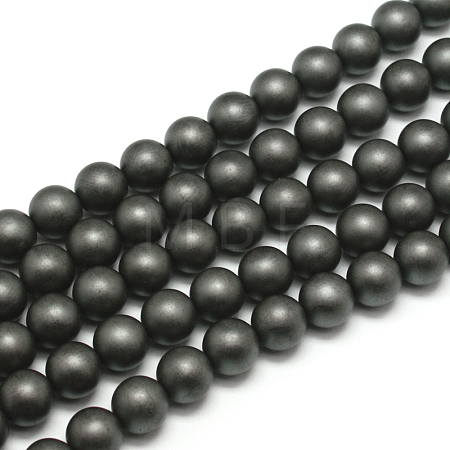 Frosted Non-magnetic Synthetic Hematite Round Bead Strands G-J344-4mm-1