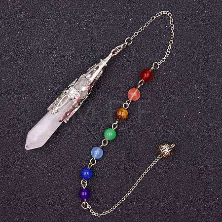 Natural Quartz Crystal & Mixed Gemstone Bullet Pointed Dowsing Pendulums CHAK-PW0001-051A-1