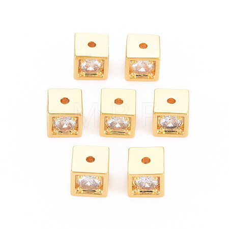 Rack Plating Brass Micro Pave Clear Cubic Zirconia Beads KK-N233-187-1