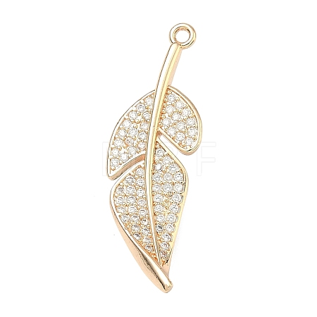 Leaf Brass Micro Pave Cubic Zirconia Enhancer Shortener Bails KK-F934-07B-G-1