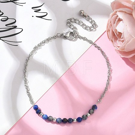 Natural Lapis Lazuli Beads Link Bracelets BJEW-JB11835-03-1