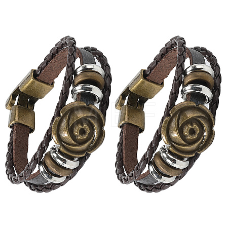Leather Wide Cord Multi-Strand Bracelets BJEW-WH20009-04-1