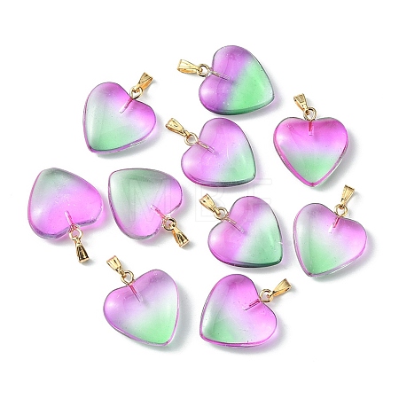Two Tone Transparent Glass Pendants GLAA-YW0003-02A-1