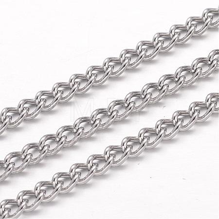 Tarnish Resistant 304 Stainless Steel Curb Chains CHS-K004-04P-0.8mm-1