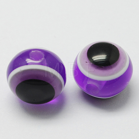 Round Evil Eye Resin Beads RESI-R159-6mm-06-1