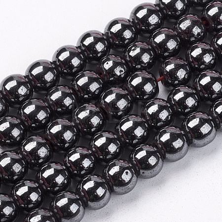 Magnetic Synthetic Hematite Beads Strands X-G-Q893-6mm-1