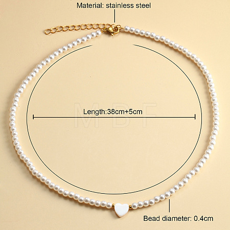 Elegant High-Quality Non-Fading Round Shell Pearl Beaded Heart Pendant Necklaces for Women VI2074-1-1