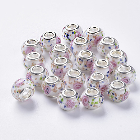 Handmade Gold Sand Lampwork European Beads LAMP-S193-012A-1