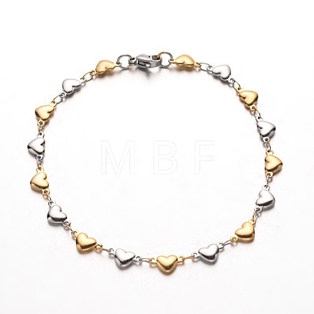 304 Stainless Steel Heart Link Bracelets BJEW-M121-03GP-1