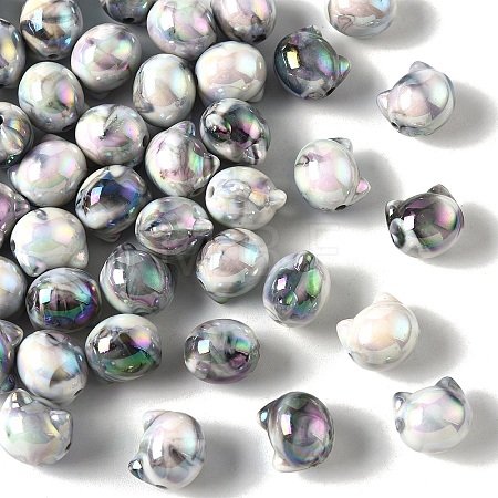 50Pcs UV Plating Opaque Acrylic Beads OACR-YW0003-10B-1