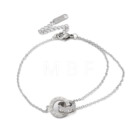 Roman Numerals Stainless Steel Link Bracelets LS-BJEW-L689-01P-1