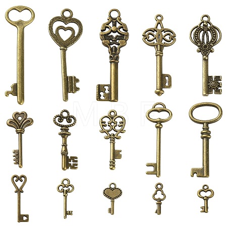 30Pcs 15 Style Tibetan Style Alloy Pendants FIND-TZ0001-02-1