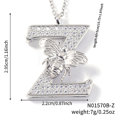 Brass Micro Pave Clear Cubic Zirconia Pendant Necklaces FS-WG7BC7F-15-1