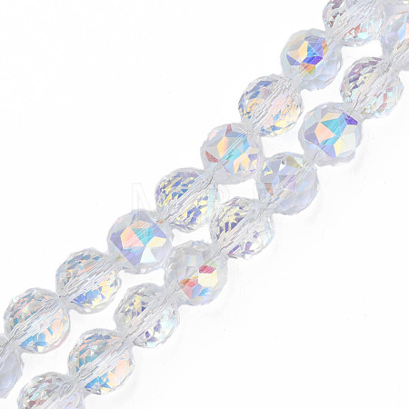 Electroplate Transparent Glass Beads Strands EGLA-N002-34A-C03-1