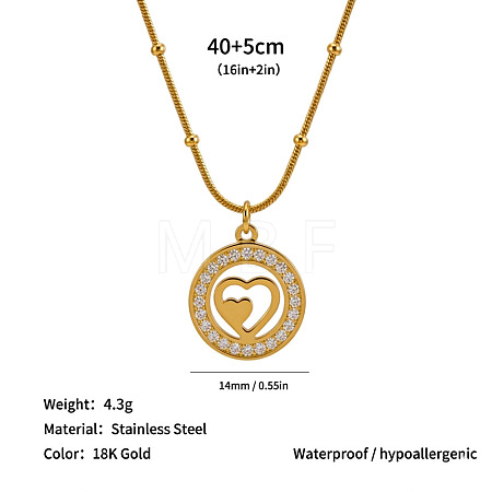 304 Stainless Steel Crystal Rhinestone Ring Pendant Necklaces WG906B2-07-1
