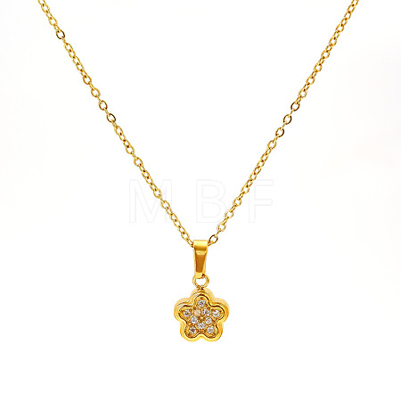 304 Stainless Steel Crystal Rhinestone Pendant Necklaces for Women WG594E0-04-1
