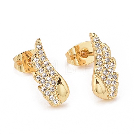 Clear Cubic Zirconia Wing Stud Earrings X-EJEW-G288-23G-1
