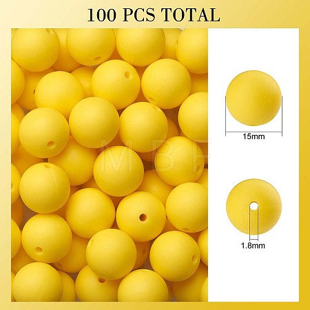 100Pcs Silicone Beads Round Rubber Bead 15MM Loose Spacer Beads for DIY Supplies Jewelry Keychain Making JX448A-1